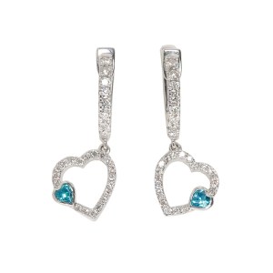Elegant Diamond Heart Drop Earrings for Women